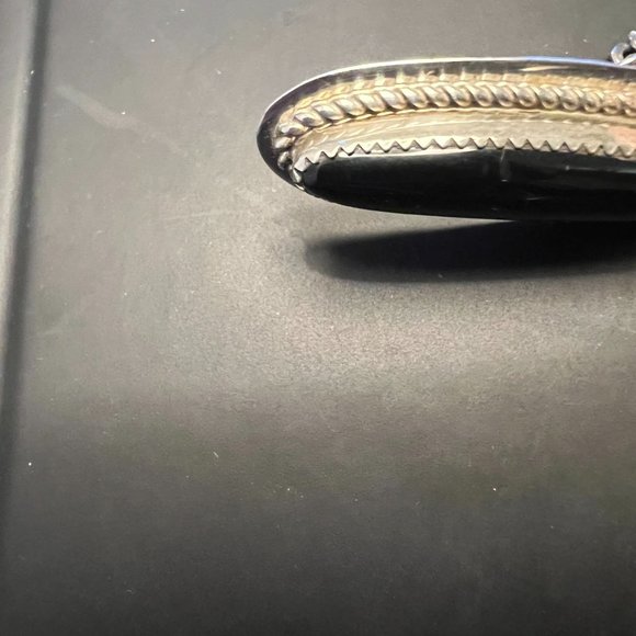 Navajo Onyx Sterling Silver Pendant Necklace - Picture 5 of 7